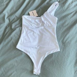 NTW White One Shoulder Body Suit
